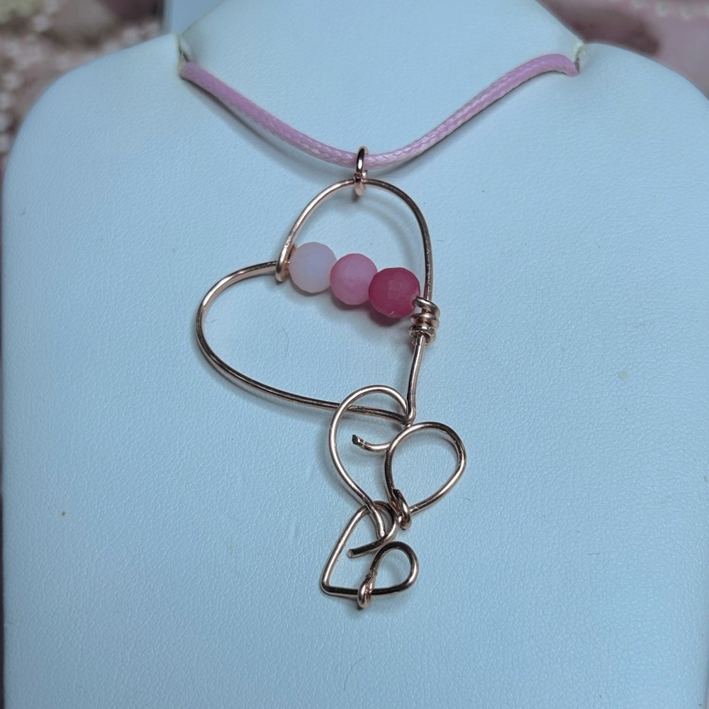 Handmade wire wrapped copper heart necklace